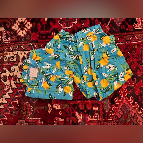 Print Fresh Printfresh Blue Lemon Zest  Lounge Set Pants & Long Sleeve Top SZ M - Picture 3 of 4